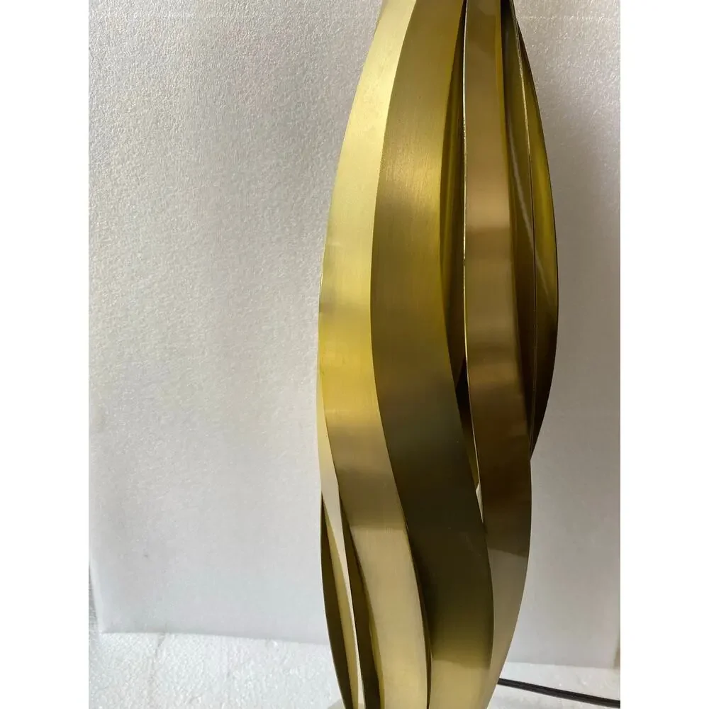 Elegant Gold Table Lamp with Gold Sculptural Metal Body Modern Acrylic Base